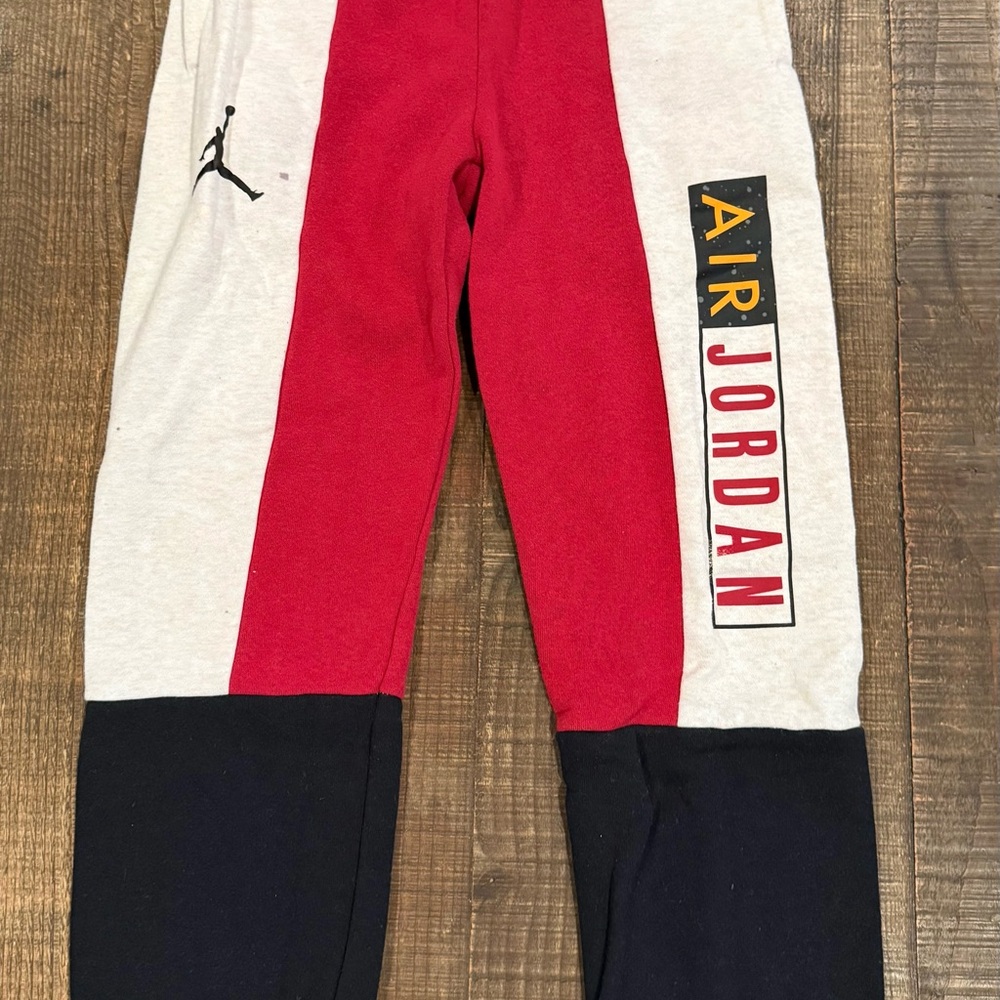 Air Jordan Kids' Red, Black, and Oatmeal Joggers